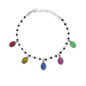 Bracciale in argento con 5 medaglie "Miracolose" smaltate