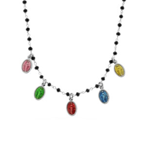 COLLANINA IN ARGENTO CON 5 MEDAGLIE "MIRACOLOSE" SMALTATE