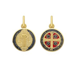 Medaglia san Benedetto oro giallo e smalto 232433