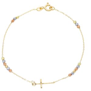 Bracciale oro tre colori con croce