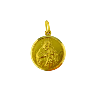 Medaglia Madonna del Carmine oro giallo - bordo lucido