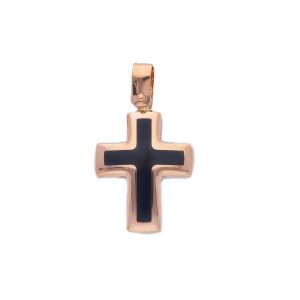 Croce oro rosa e onice - grande