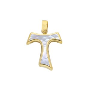 Croce oro giallo e madreperla
