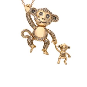 Girocollo oro rosa con scimmietta pavè di brillanti brown