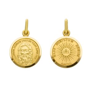 Medaglia Santo Volto di Gesù in oro giallo 750 diametro 15 mm