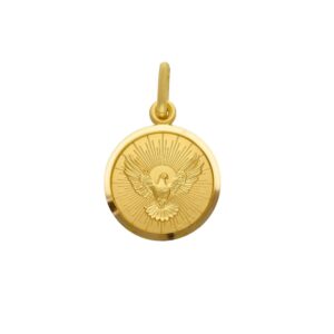 Medaglia Spirito Santo coniata in oro giallo 750 diametro 15 mm